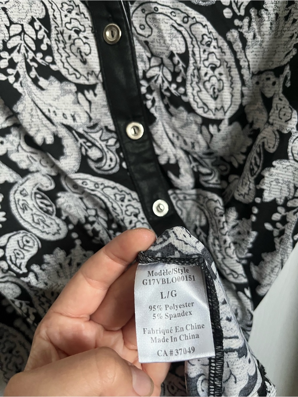 Vintage Y2K Le Grenier Paisley Blouse Top Large Whimsigoth Dark Boho Retro black - Picture 5 of 5